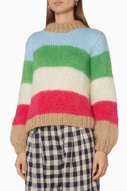 Buy Ganni Multicolour Multi Coloured Striped The Julliard Sweater for Women Online Ounass Kuwait