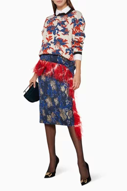 Buy Dries Van Noten Blue Blue Floral-Jacquard Stamp Skirt