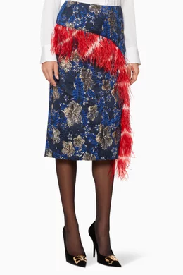 Buy Dries Van Noten Blue Blue Floral-Jacquard Stamp Skirt