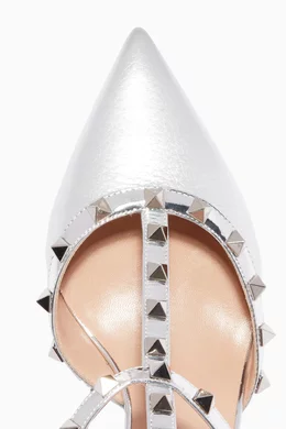 Buy Valentino Garavani Silver Metallic-Silver Rockstud Pumps
