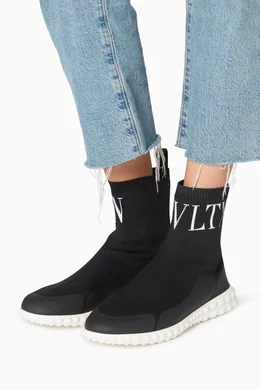Buy Valentino Garavani Black Black VLTN High-Top Sneakers for