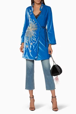 Buy RIXO Blue Blue Embroidered Iris Dress for Women Online Ounass Kuwait