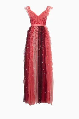 Buy Needle Thread Burgundy Cherry Embellished Rainbow Gown for Women Online Ounass Kuwait