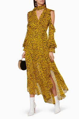 Buy Diane Von Furstenberg Yellow Heyford Goldenrod Ruffle Sleeve High Low Maxi Dress for Women Online Ounass Kuwait
