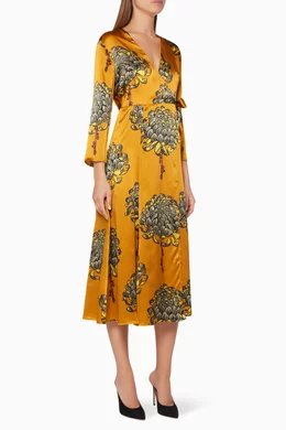 Buy WHISTLES Multicolour Yellow Gabrielle Printed Wrap Dress for Women Online Ounass Kuwait