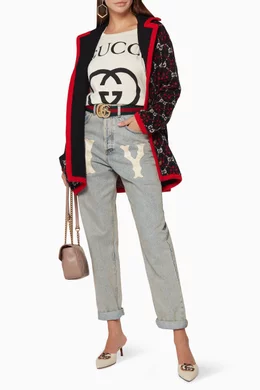 Buy Gucci Blue Light-Blue NY Yankees™ Straight-Leg Jeans for Women