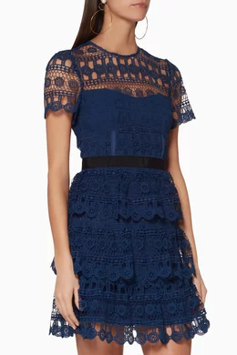 Self portrait tiered guipure lace mini dress 2025