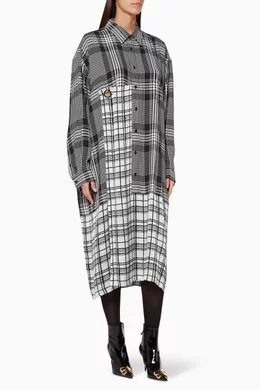 Buy Balenciaga Black Black & White Plaid Panel Shirt Dress for Women Online  | Ounass Kuwait
