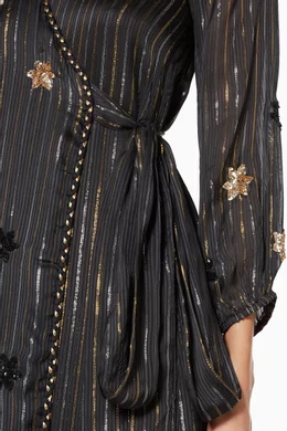 Buy MISA Black Black Flower Embroidered Madalina Dress for Women Online Ounass Kuwait
