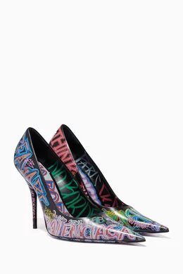 Buy Balenciaga Black Black Leather Graffiti Pumps for Women Online Ounass Kuwait