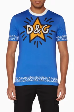 Buy Dolce Gabbana Blue Star Graphic Short Sleeve T-Shirt for Men