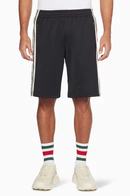 23ss GUCCI× track shorts Buy Gucci Black Black GG Supreme Track Shorts for Men Online