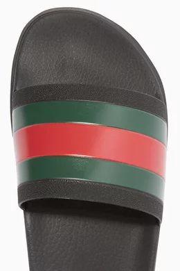 Buy Gucci Black Black Pursuit Trek Web Slide Sandals for Men
