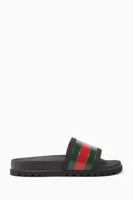 Buy Gucci Black Black Pursuit Trek Web Slide Sandals for Men