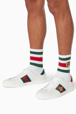 Buy Gucci White White Embroidered Appliqué Calf Socks for Men