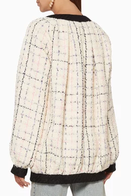 Buy Gucci Neutral Ivory Oversized Tweed Bomber Jacket for Women Online Ounass Kuwait
