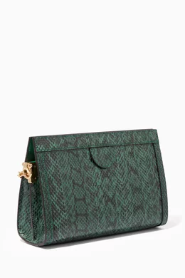 Buy Gucci Green Small Snakeskin Ophidia Shoulder Bag for Women