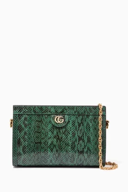 Buy Gucci Green Small Snakeskin Ophidia Shoulder Bag for Women