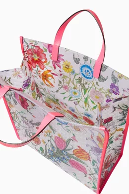 Buy Gucci Pink Flora-Print Vinyl Tote Bag for Women Online
