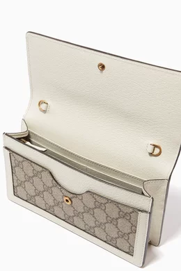 Buy Gucci White GG Canvas Queen Margaret Chain Wallet for Women