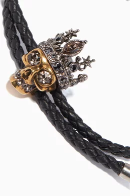 Buy McQueen Black Queen Friendship Leather Bracelet for Women
