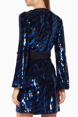 Buy RIXO Blue Blue Tiger Sequined Maria Dress for Women Online