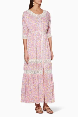 Buy LoveShackFancy Pink Pink Floral Print Callan Dress for Women Online Ounass Kuwait