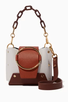 Buy YUZEFI Brown White Mini Delila Bucket Bag for Women Online