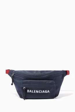 Buy Balenciaga Blue Navy Embroidered Wheel Belt Bag for Women
