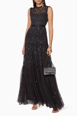 Buy Needle Thread Black Black Embellished Clover Gloss Gown for Women Online Ounass Kuwait