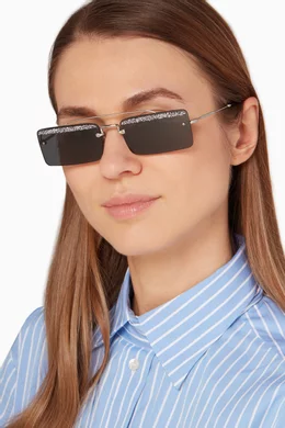 Buy Miu Miu Black Black Crystal Embellished Societe Sunglasses for Women Online Ounass Kuwait