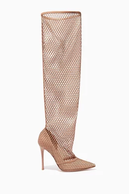 Buy Gianvito Rossi Neutral Mesh Slouchy Knee Boot for Women Online Ounass Kuwait