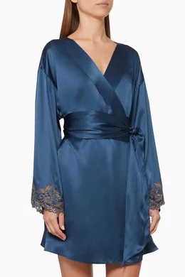 Buy La Perla Beauty Blue Maison Silk Satin Short Robe for Women Online Ounass Kuwait
