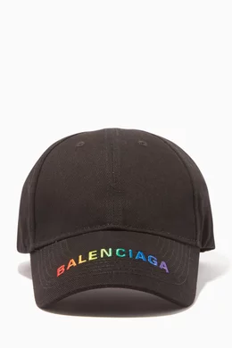 Balenciaga Rainbow Logo Embroidered Baseball Cap Balenciaga Rainbow Embroidered Cap - Black | Garmentory main image 2