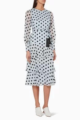 Buy WHISTLES Grey Grey Alanza Spot Tiered Dress for Women Online Ounass Kuwait