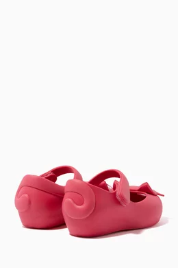 Buy Mini Melissa Pink Kitten Appliqué Glitter Ballerina Flats for