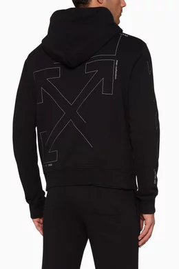 Buy Off-White Black Unfinished Diagonal Slim Fit Hoodie for Men