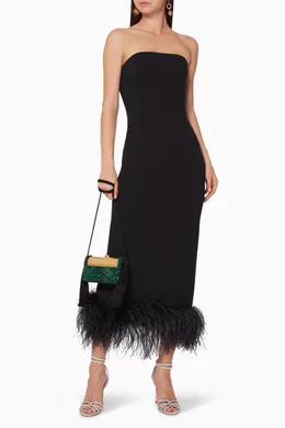 16 arlington black feather dress 16Arlington Odessa Midi Dress in Crepe – Taite Ro main image 1