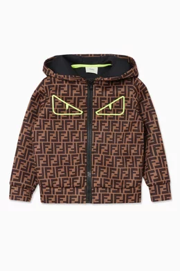 Buy Fendi Brown Monster Logo Print Hooded Jacket for Boys Online Ounass Kuwait