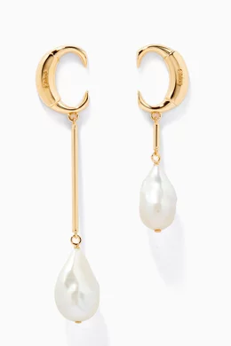 Buy Chloé White Darcey Baroque Pearl Earrings in Brass