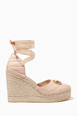 Buy Gucci Neutral GG Marmont Espadrille Wedge Sandals in Matelassé