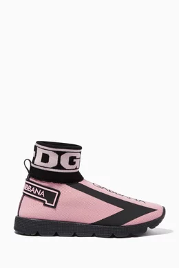 Buy Dolce Gabbana Pink High-Top Sorrento Logo Sneakers for Girls