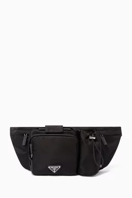Buy Prada Black Triangle Logo Nylon Utility Belt Bag for Men Online Ounass Kuwait