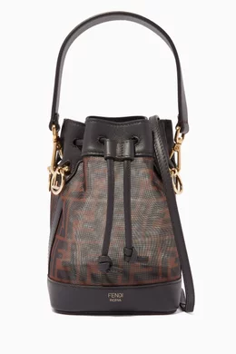 Buy Fendi Black Mini Mon Tresor Logo Mesh Bucket Bag for Women Online Ounass Kuwait