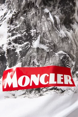 Buy Moncler White Mountain Print Logo T shirt for Men Online Ounass Kuwait