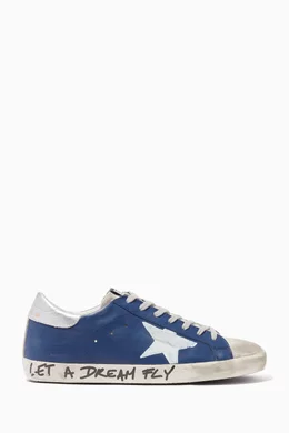 Buy GOLDEN GOOSE Blue Superstar Leather and Suede Sneakers for Men Online Ounass Kuwait