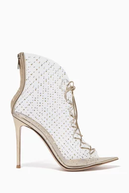 Buy Gianvito Rossi Gold Elly 105 Plexi Leather Booties for Women Online Ounass Kuwait