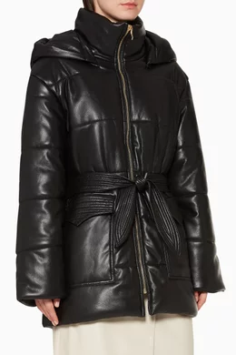 Buy NANUSHKA Black Quilted Faux-Leather Jacket for Women Online