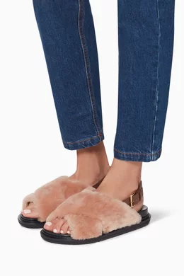 Buy Marni Pink Fussbett Criss-Cross Shearling Sandals for Women 