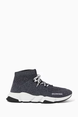 Buy Balenciaga Grey Speed Knit Lace-Up Sneakers for Men Online